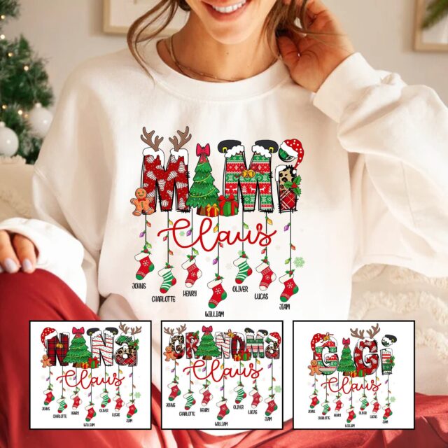 Custom Christmas Mimi Claus Shirt – Grandkids Names Gift