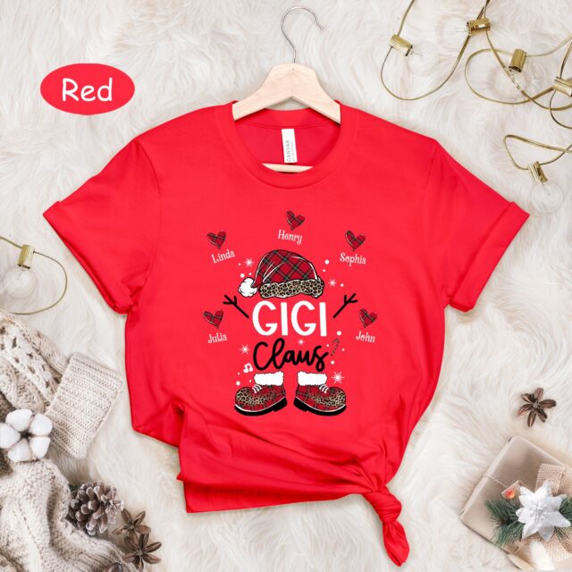 Custom Gigi Claus Christmas Shirt – Grandkids Name Gift