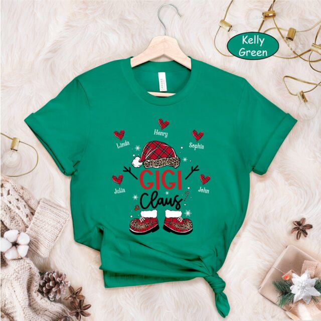 Custom Gigi Claus Christmas Shirt – Grandkids Name Gift