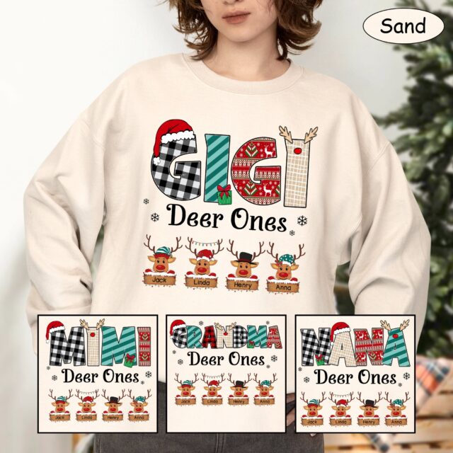 Personalized Reindeer Grandma Shirt – Custom Kid Names