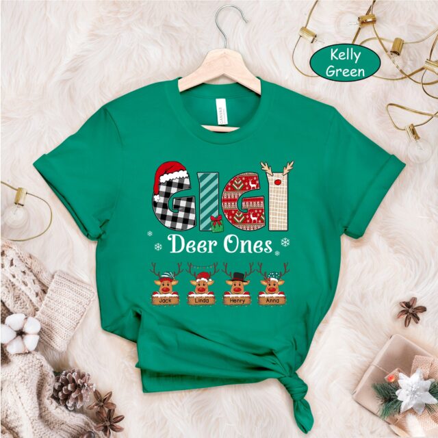 Personalized Reindeer Grandma Shirt – Custom Kid Names