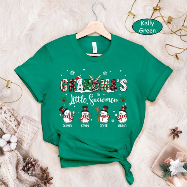 Personalized Grandma’s Little Snowmen Shirt – Christmas Kidnames Gift