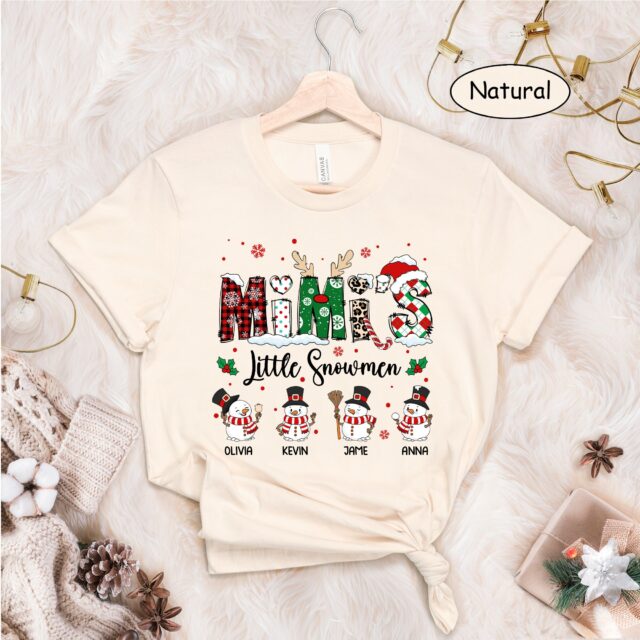 Personalized Grandma’s Little Snowmen Shirt – Christmas Kidnames Gift