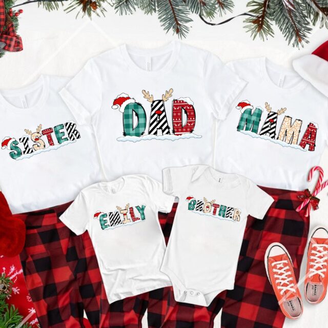 Personalized Family Christmas Shirt – Custom Name Matching Outfit