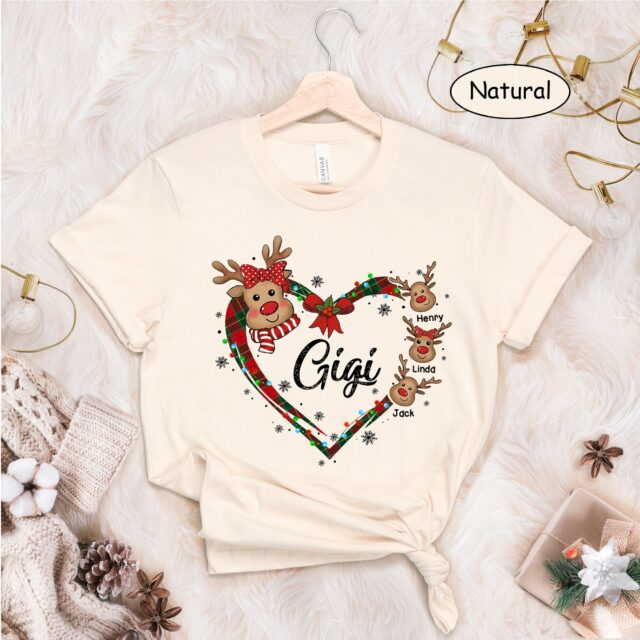 Personalized Christmas Reindeer Grandma Shirt – Custom Kidnames Gift
