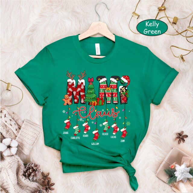 Custom Christmas Mimi Claus Shirt – Grandkids Names Gift