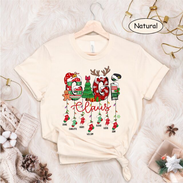 Custom Christmas Mimi Claus Shirt – Grandkids Names Gift