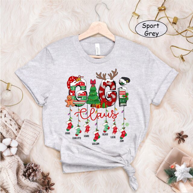 Custom Christmas Mimi Claus Shirt – Grandkids Names Gift
