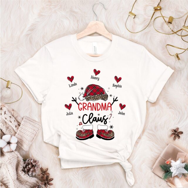 Custom Gigi Claus Christmas Shirt – Grandkids Name Gift