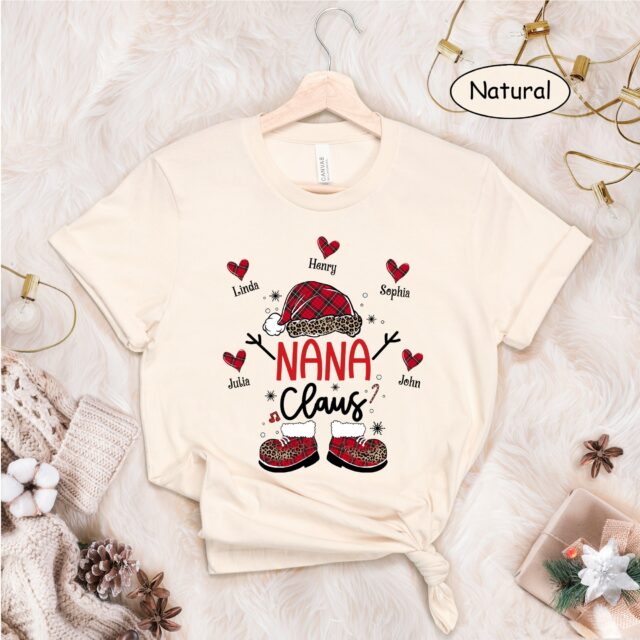 Custom Gigi Claus Christmas Shirt – Grandkids Name Gift