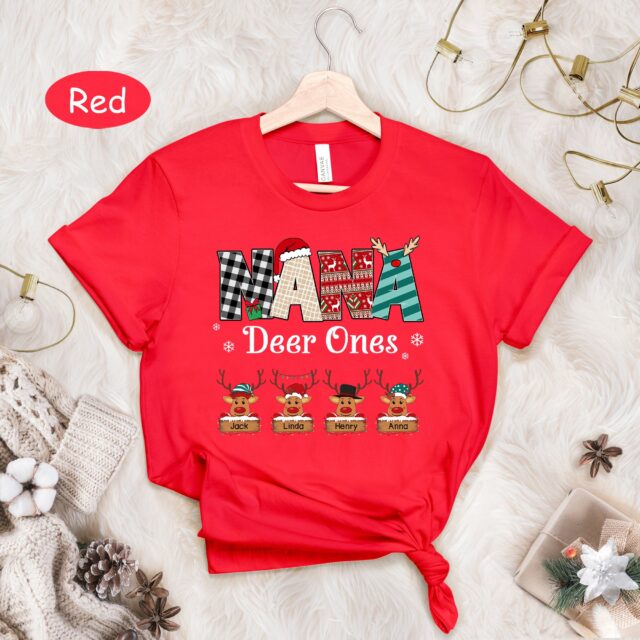 Personalized Reindeer Grandma Shirt – Custom Kid Names