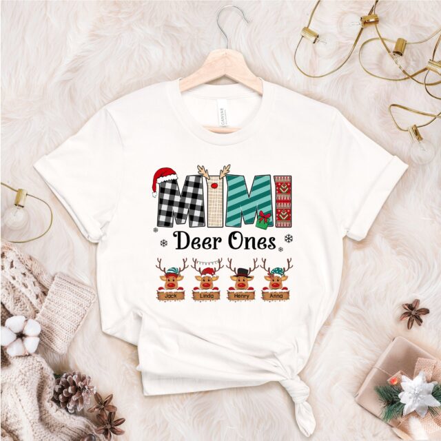 Personalized Reindeer Grandma Shirt – Custom Kid Names