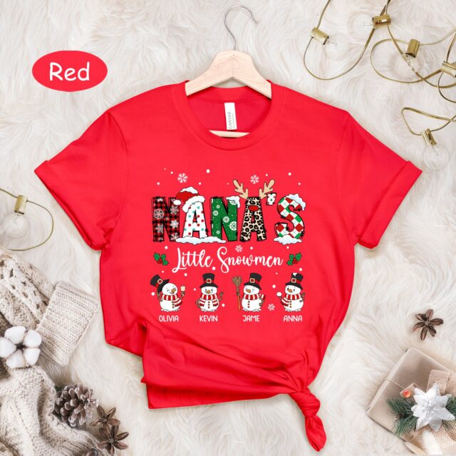 Personalized Grandma’s Little Snowmen Shirt – Christmas Kidnames Gift