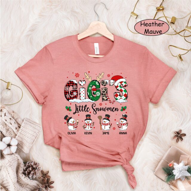 Personalized Grandma’s Little Snowmen Shirt – Christmas Kidnames Gift