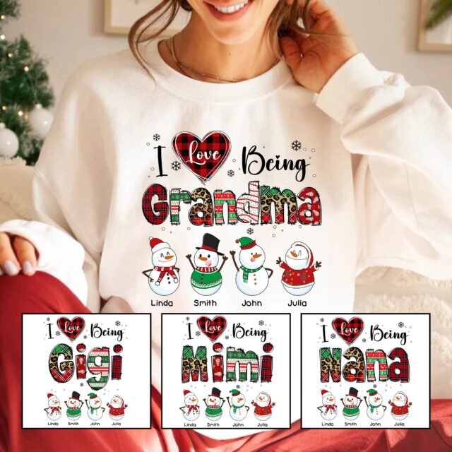 Custom Christmas Snowman Grandma Shirt – Nana Mimi Gigi Gift
