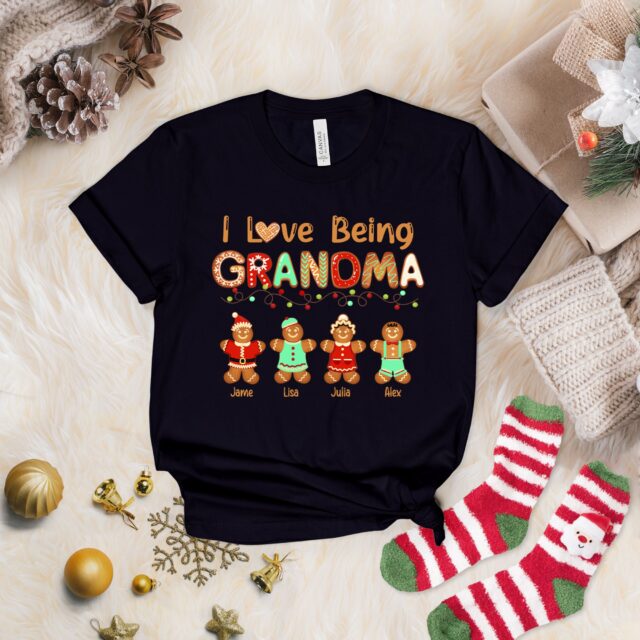Personalized I Love Being A Grandma Shirt – Custom Gingerbread Christmas Tee