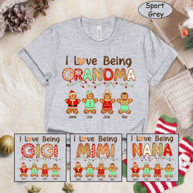 Personalized I Love Being A Grandma Shirt – Custom Gingerbread Christmas Tee
