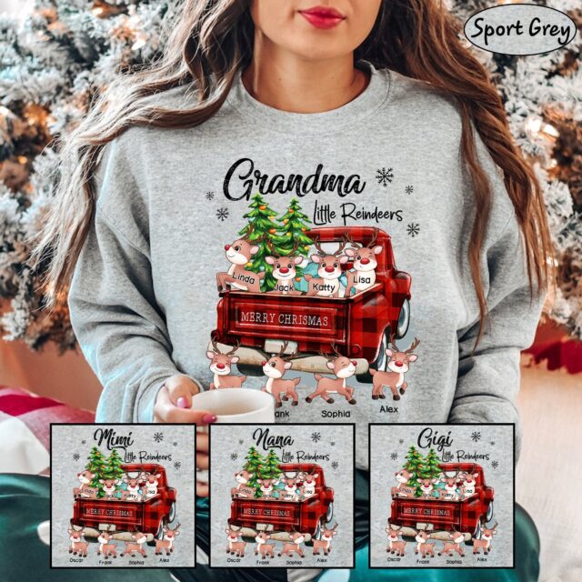 Personalized Grandma Little Reindeer Shirt – Custom Nana Christmas Tee