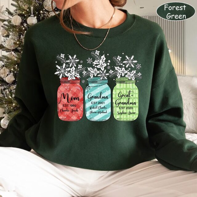 Great Grandma Christmas Sweatshirt with Custom Grandchild Names
