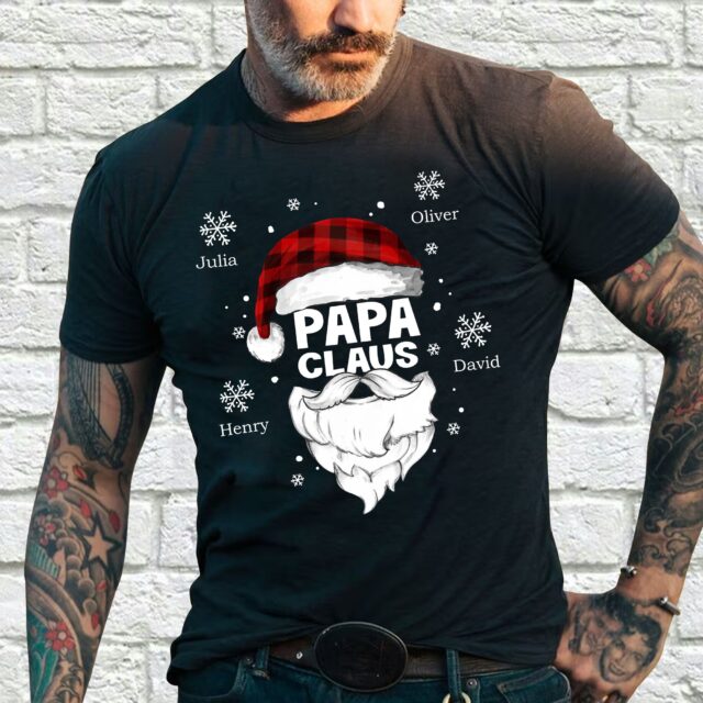 Personalized Papa Claus Shirt – Custom Grandpa Christmas Gift