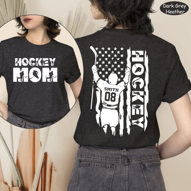 Personalized Hockey Mom Shirt – Custom Name & Number Tee