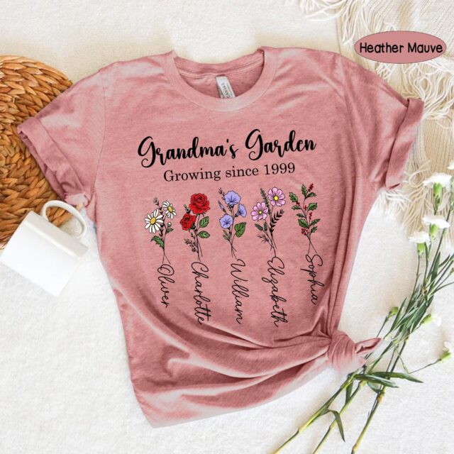 Personalized Grandma’s Garden Shirt with Birth Month Flowers – Mimi, Nana, Gigi Christmas Gift