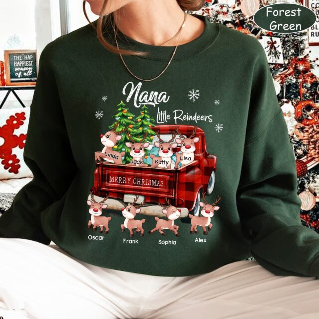 Personalized Grandma Little Reindeer Shirt – Custom Nana Christmas Tee