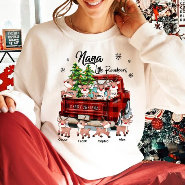 Personalized Grandma Little Reindeer Shirt – Custom Nana Christmas Tee