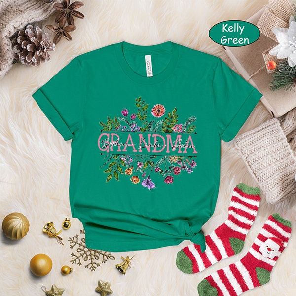 Wildflowers Grandma Shirt with Grandkids Names – Custom Autumn Sweatshirt