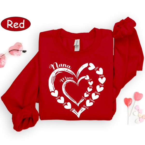 Personalized Grandma Heart Shirt – First Mom Now Grandma with Kids & Grandkids Names