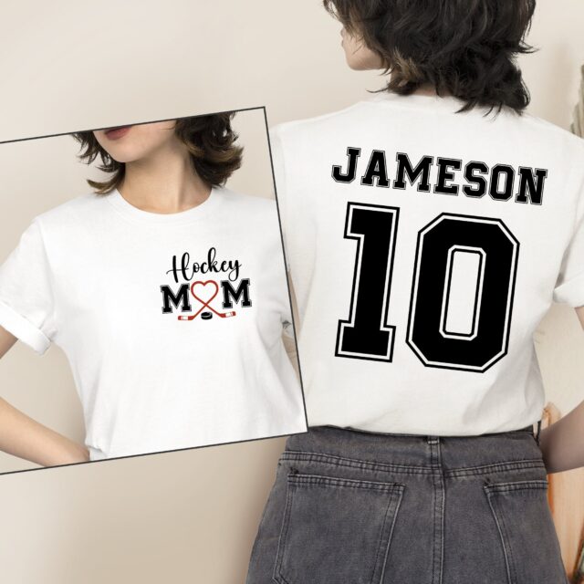 Personalized Hockey Mom Shirt – Custom Name & Number Tee