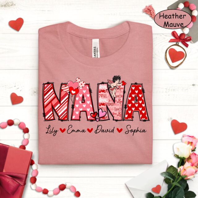 Grandma Valentine Shirt with Grandkids Names – Mimi, Nana, Gigi Sweatshirt