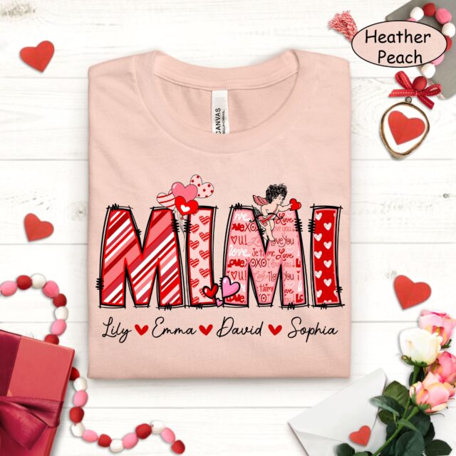 Grandma Valentine Shirt with Grandkids Names – Mimi, Nana, Gigi Sweatshirt