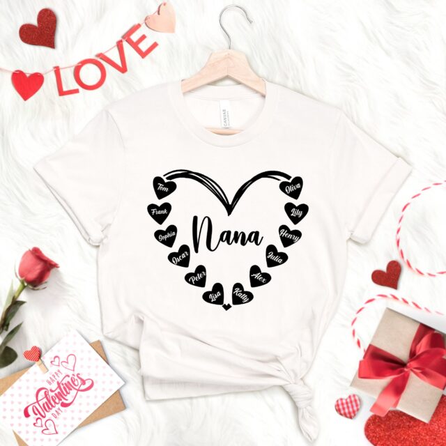 Custom Grandma Heart Sweatshirt with Kidnames – Christmas Gift for Nana, Gigi, Mimi