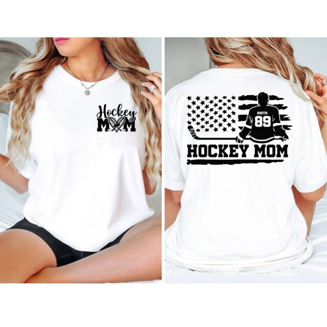 Custom Hockey Mom Shirt – Personalized Name & Number Tee
