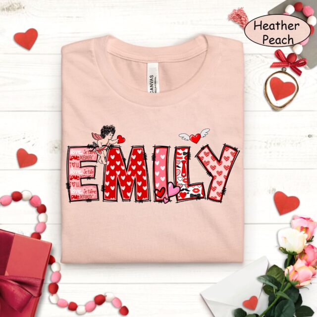 Personalized Name Valentine’s Shirt – Custom Family Valentine’s Day Outfit