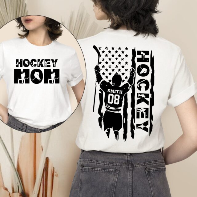 Personalized Hockey Mom Shirt – Custom Name & Number Tee