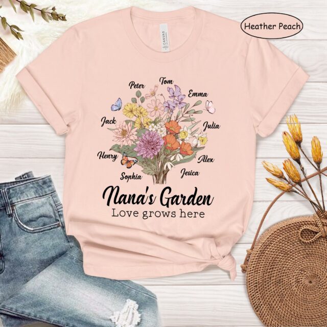 Custom Nana’s Garden Shirt – Birth Month Flowers for Grandma, Mimi, Nana, Gigi