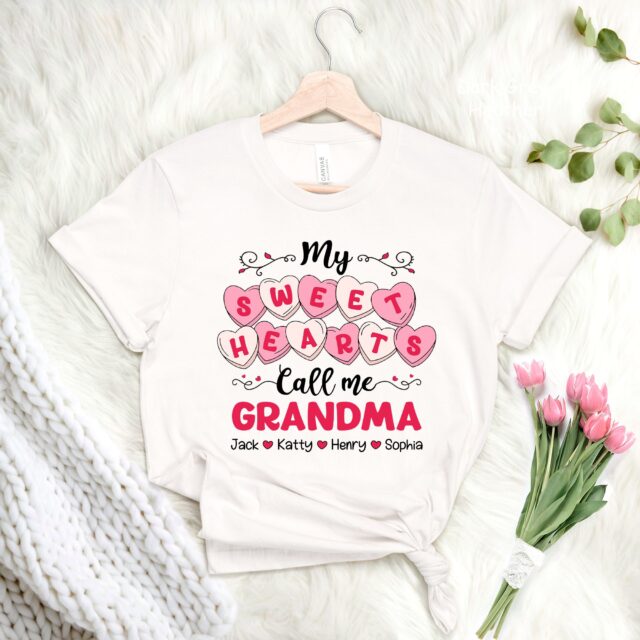 My Sweet Hearts Call Me Grandma Shirt with Grandkids Names – Valentine’s Gift