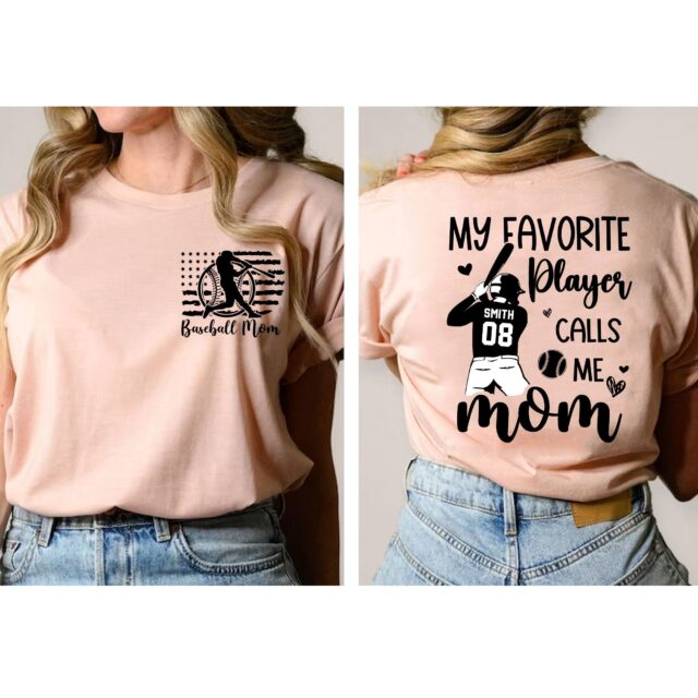 Personalized Baseball Mom Shirt – My Favorite Player Calls Me Mom