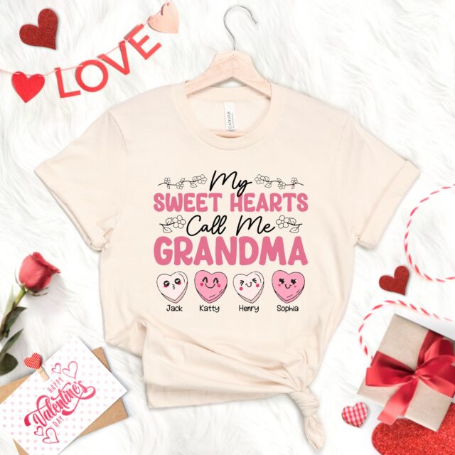 Personalized “My Sweet Hearts Call Me Grandma” Shirt – Custom with Grandkids’ Names