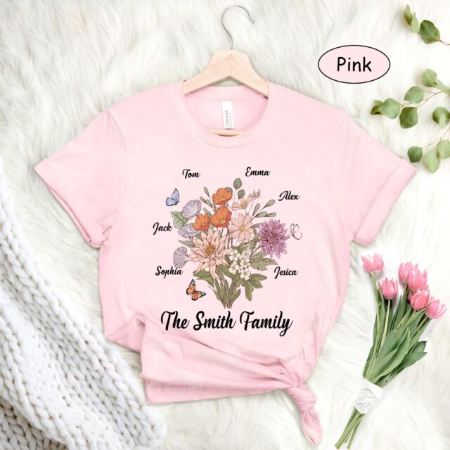 Custom Birth Month Flower Family Shirt – Personalized Birthday Flowers