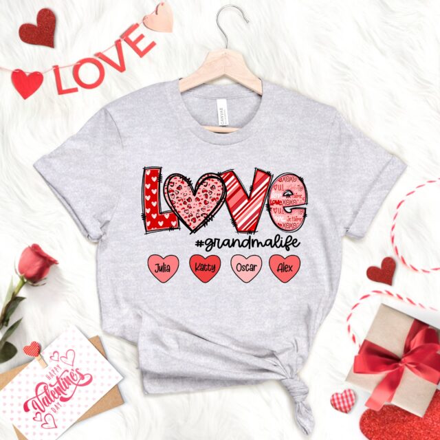 Personalized Grandma Valentine Shirt – Custom Nana, Mimi, Gigi with Grandkids