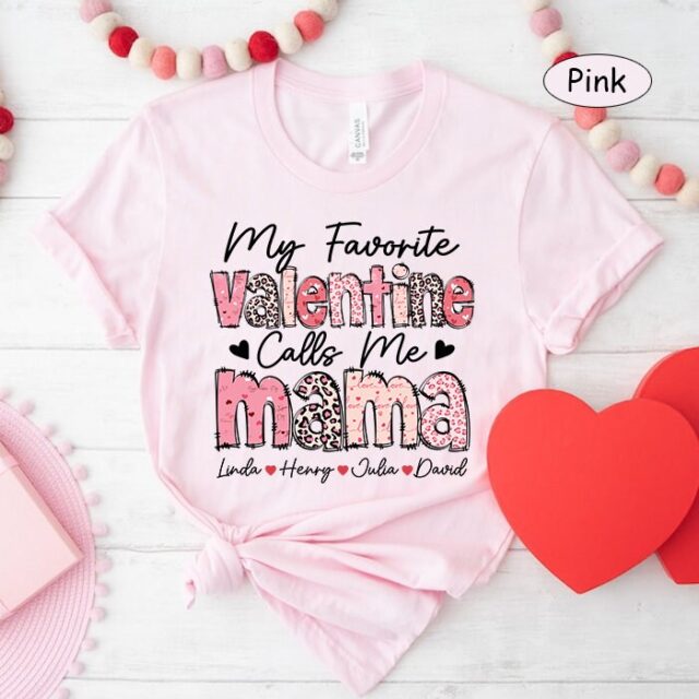 Personalized Valentine Mama Shirt – Custom Grandma with Grandkids’ Names