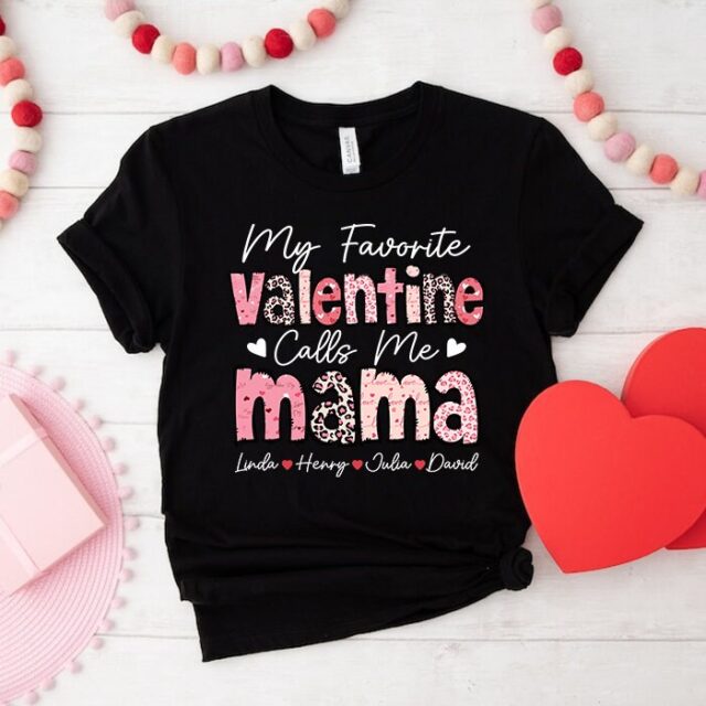 Personalized Valentine Mama Shirt – Custom Grandma with Grandkids’ Names