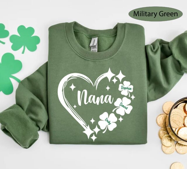 Personalized Grandma Shirt – St. Patrick’s Day Gift with Grandkids’ Names