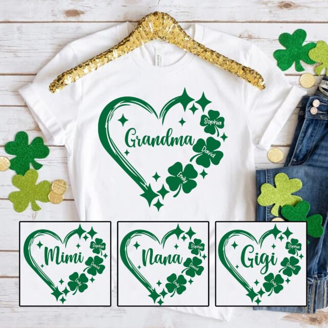 Personalized Grandma Shirt – St. Patrick’s Day Gift with Grandkids’ Names