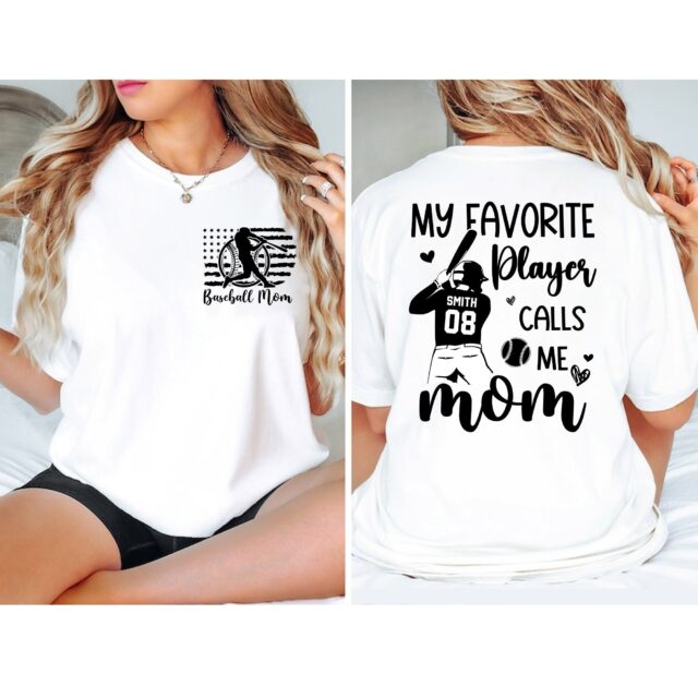 Personalized Baseball Mom Shirt – My Favorite Player Calls Me Mom