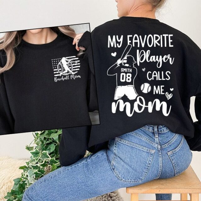Personalized Baseball Mom Shirt – My Favorite Player Calls Me Mom
