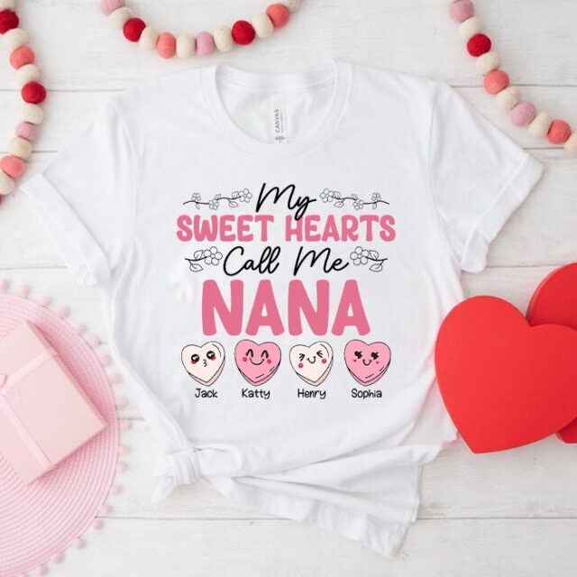 Personalized “My Sweet Hearts Call Me Grandma” Shirt – Custom with Grandkids’ Names